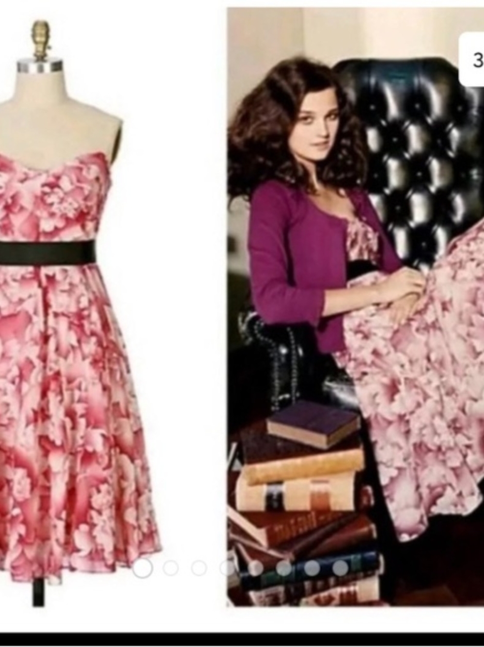 Anthropologie Maeve Pink Floral Strapless Fit-and-Flare Dress XS 0